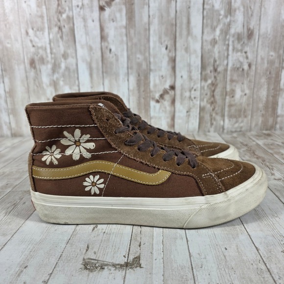 Vans Shoes - Vans Sk8-Hi VR3 Brown Suede Daisy Floral High Top Sneakers Womens 8.5 Mens 7